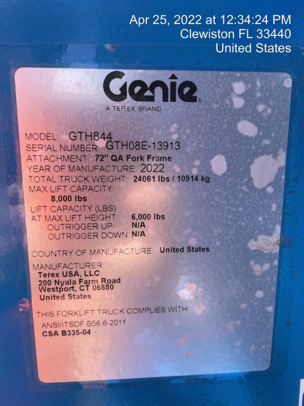 2022 GENIE GTH-844
